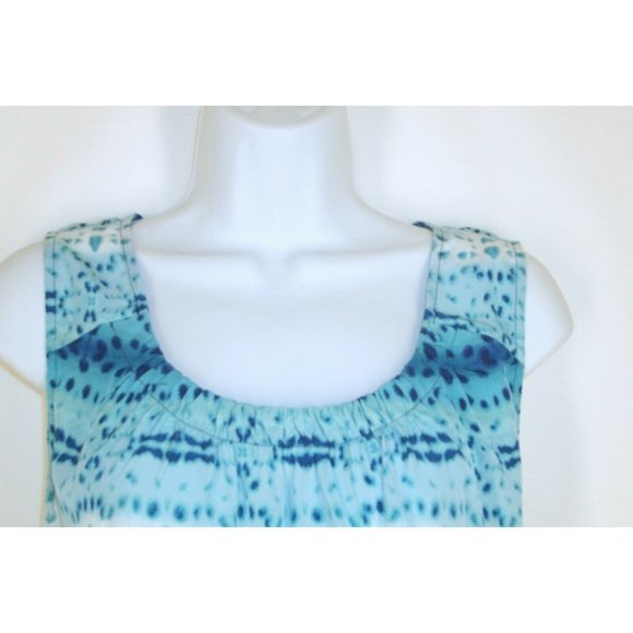 Chico's Tank Top sz 2 M Silky Blue Tie Dye Ombre Stripe - Picture 2 of 6